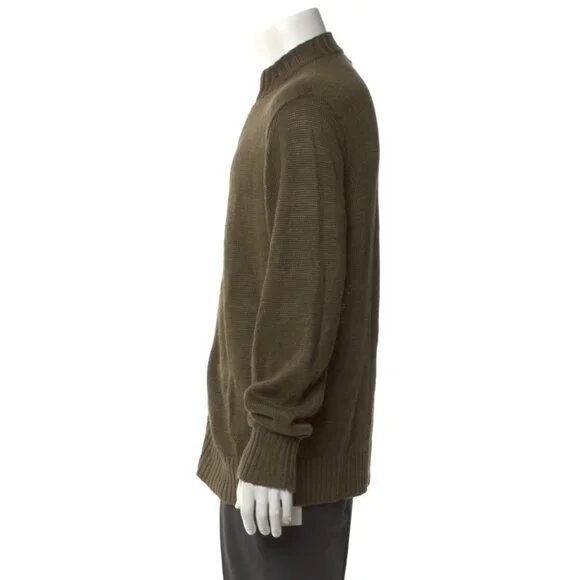Inis Meain Meáin Linen Mock Neck Zip Up Cardigan Green Long Sleeve Size Large L - Picture 3 of 6